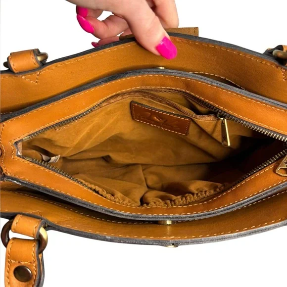 Patricia Nash Tan Leather Satchel Bag Butter Smooth Staple Western - Picture 7 of 14